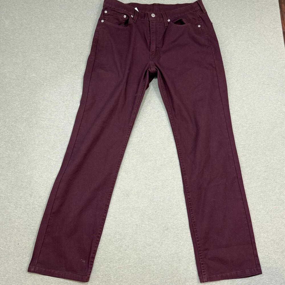 Levis 514 Slim Mens 33x32 Maroon Chino Jeans‎ Casual Burgundy Preppy Gorpcore